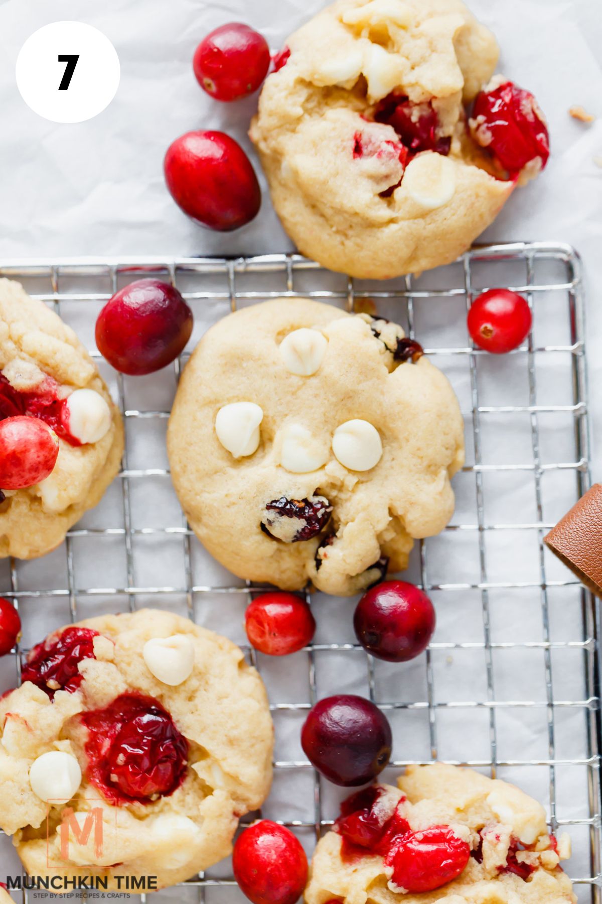 oven baked cranberry cookies with white chocolate chips and dried cranberries.