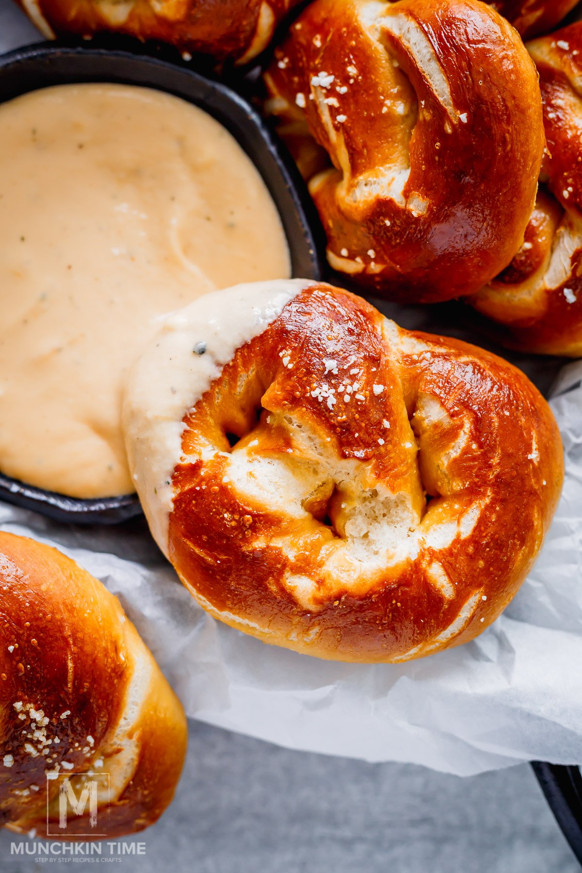 Soft Pretzels dipped in Beer Cheese dip.