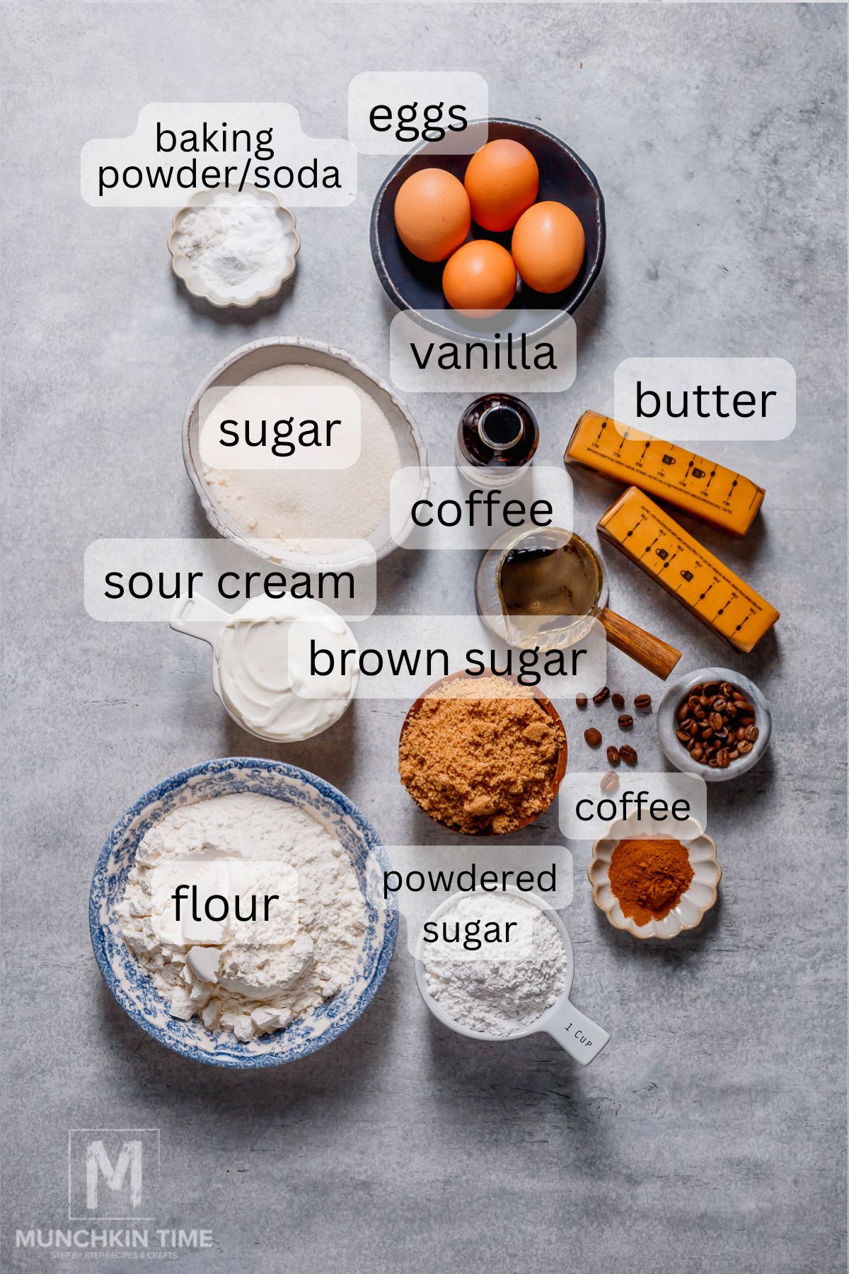 Ingredients for Cinnamon Crumb Coffee Cake