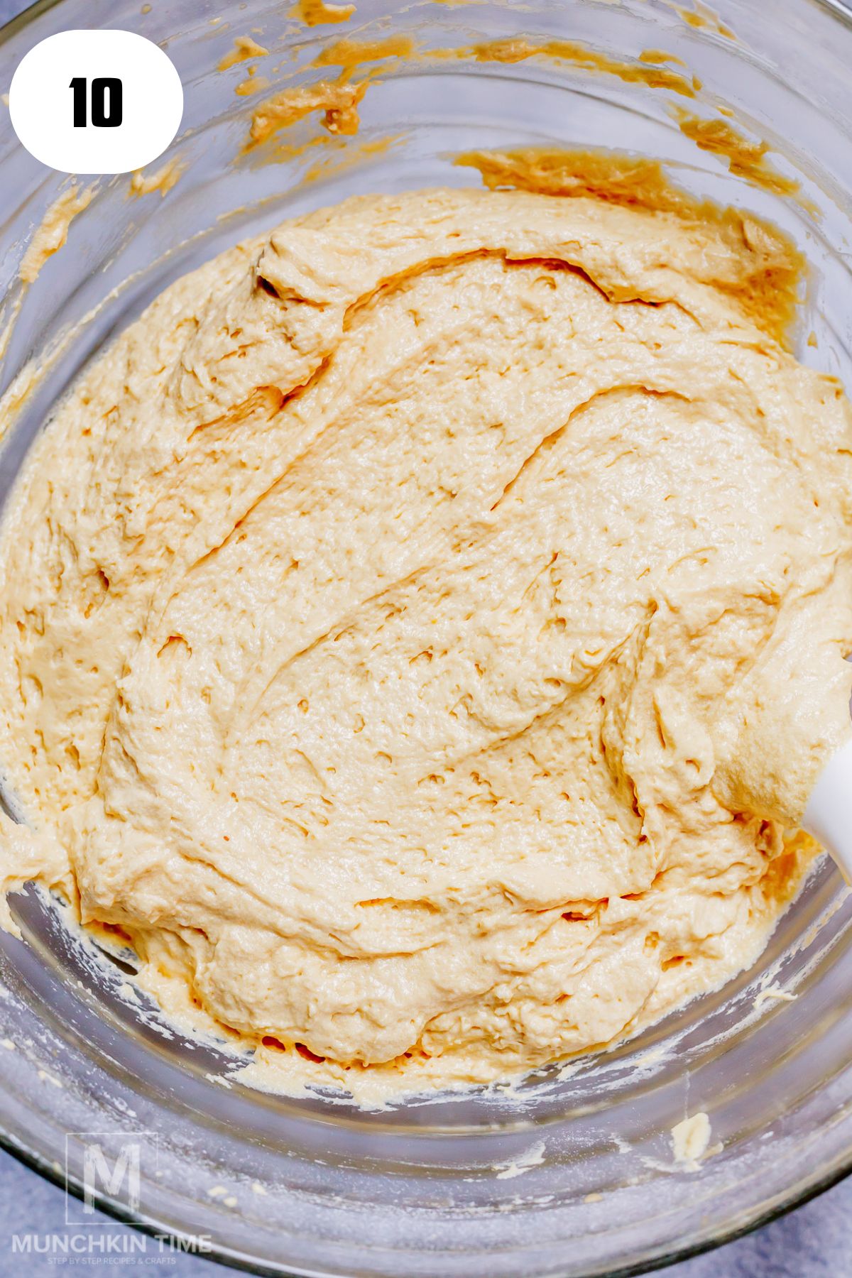 Dry ingredients mixed with wet ingredients, perfect cake batter is formed.