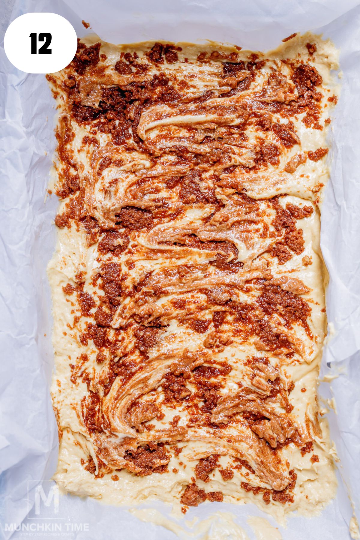 coffee cinnamon swirl spread over the top of the cake batter.