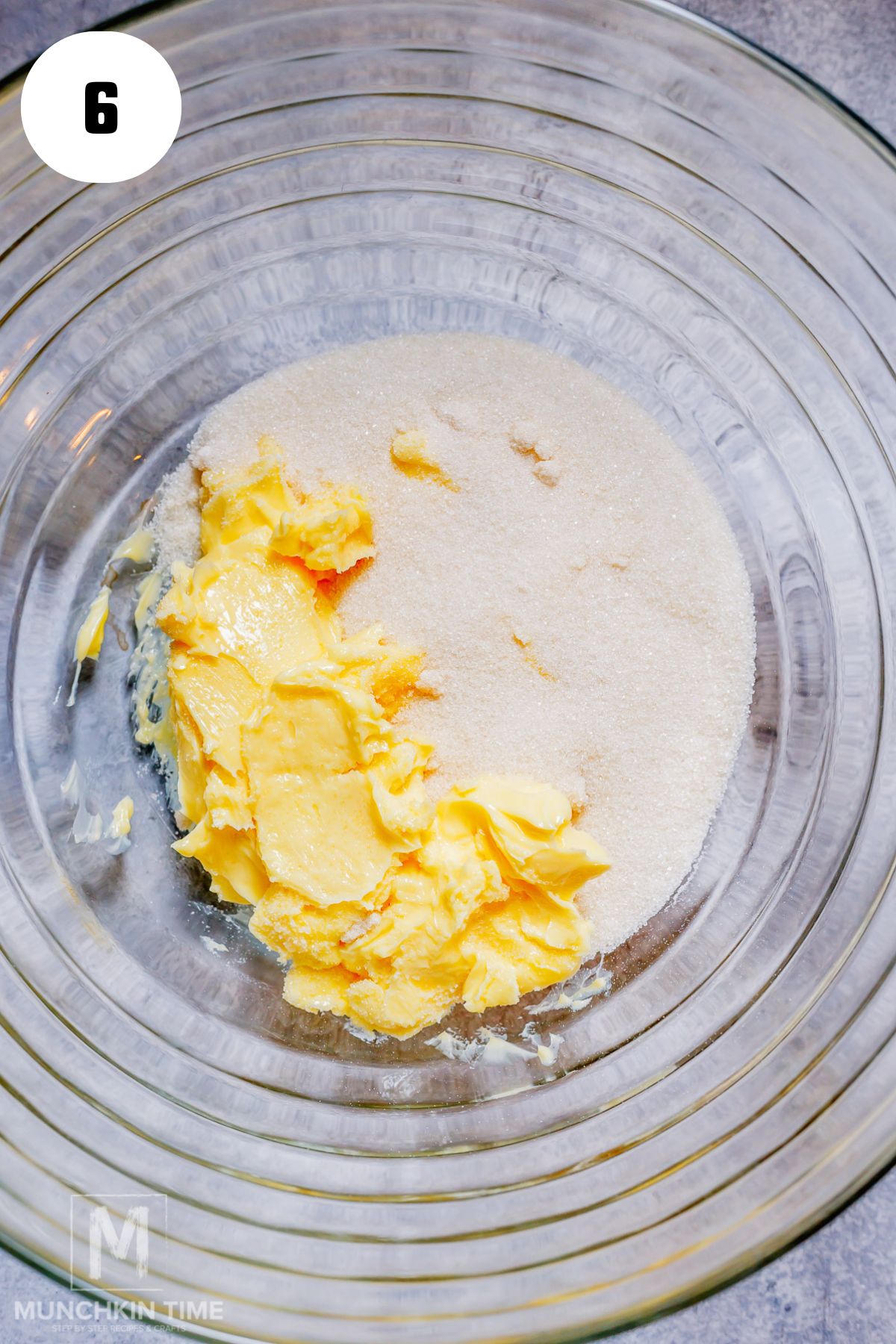 sugar and butter in the bowl.