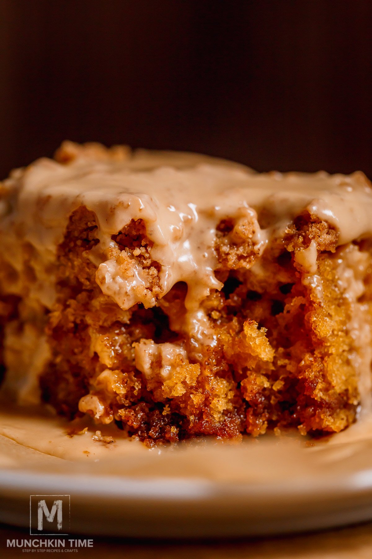 a close up of the Cinnamon Coffee Cake with Streusel & Coffee Glaze