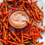 Crispy Oven Baked Sweet Potato Fries with dipping Sauce.