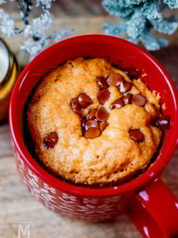 Easy Peanut Butter Mug Cake with Chocolate Chips (No Oven!)