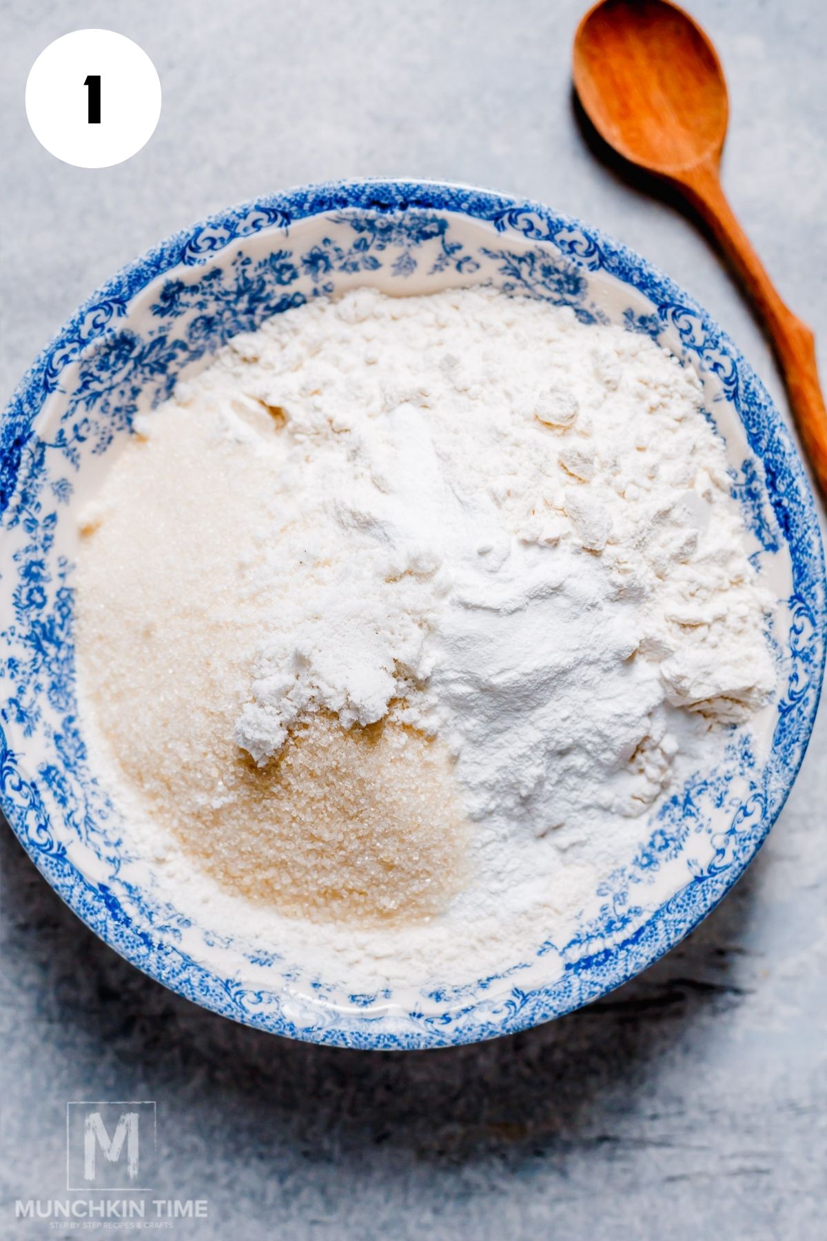 dry ingredients added to the bowl.
