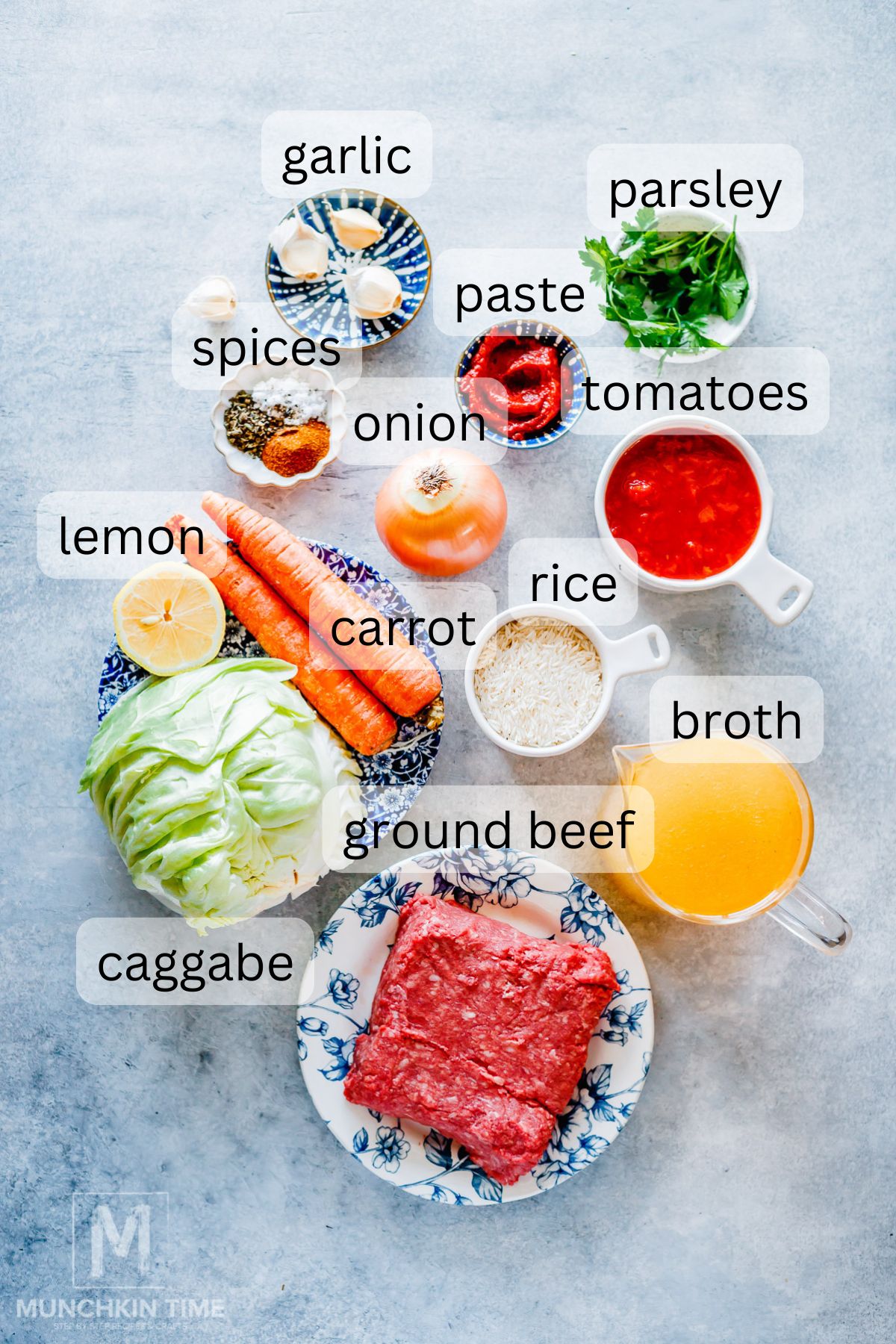 Ingredients for Easy Cabbage Soup with Beef
