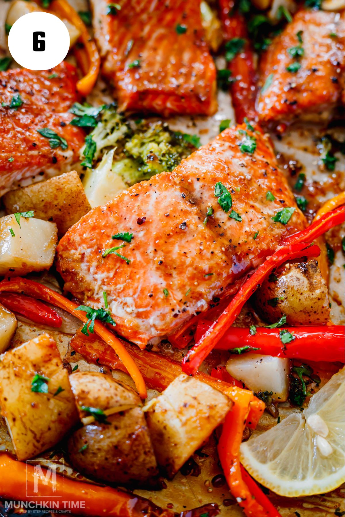 salmon and veggies sheet pan
