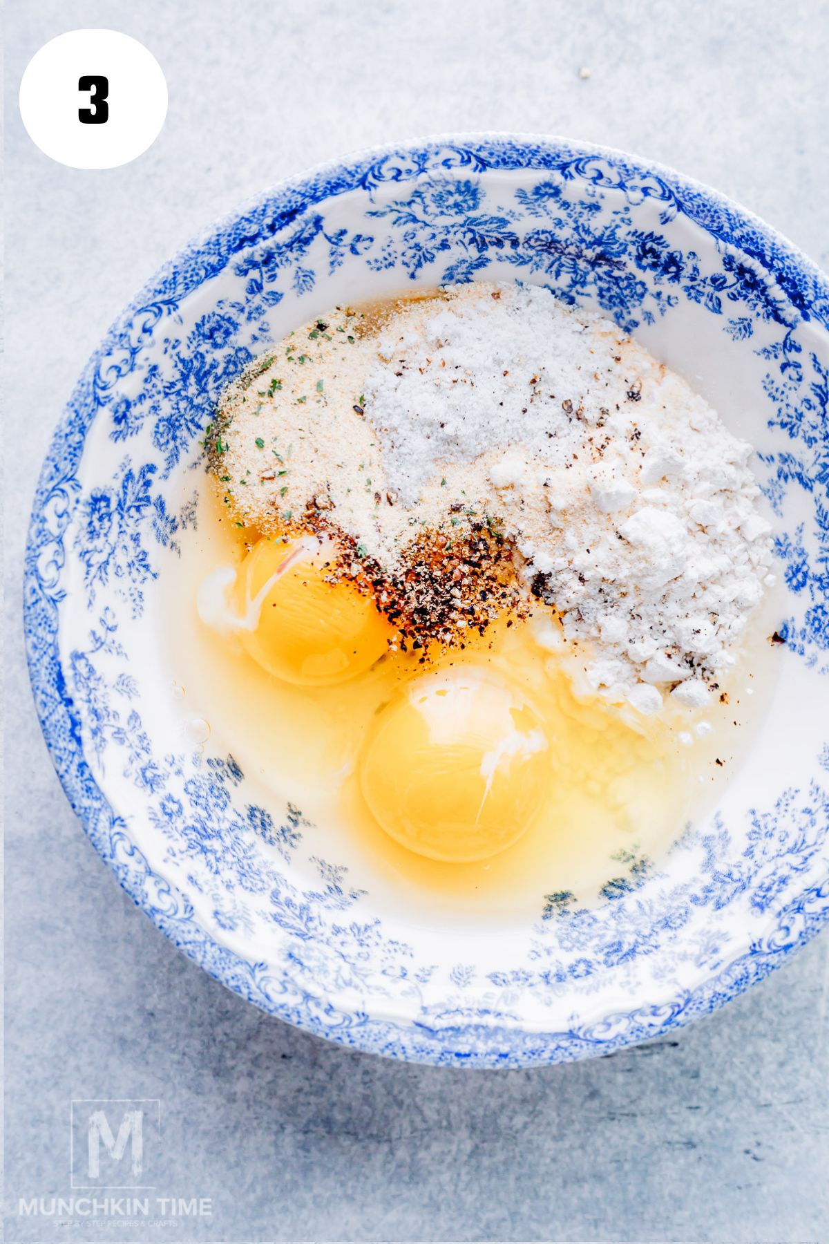 batter ingredients into the bowl.