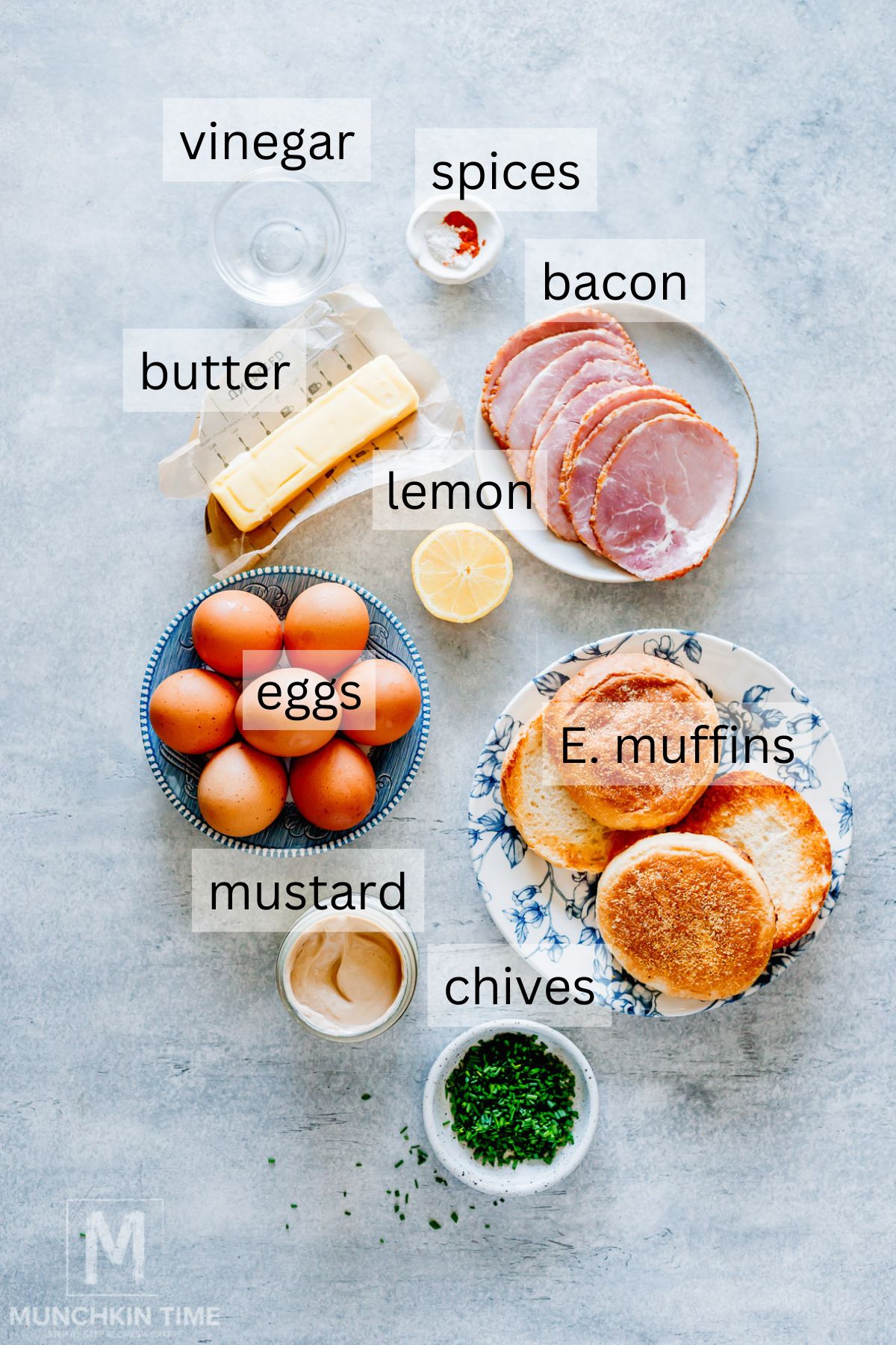 ingredients for classic eggs benedict recipe
