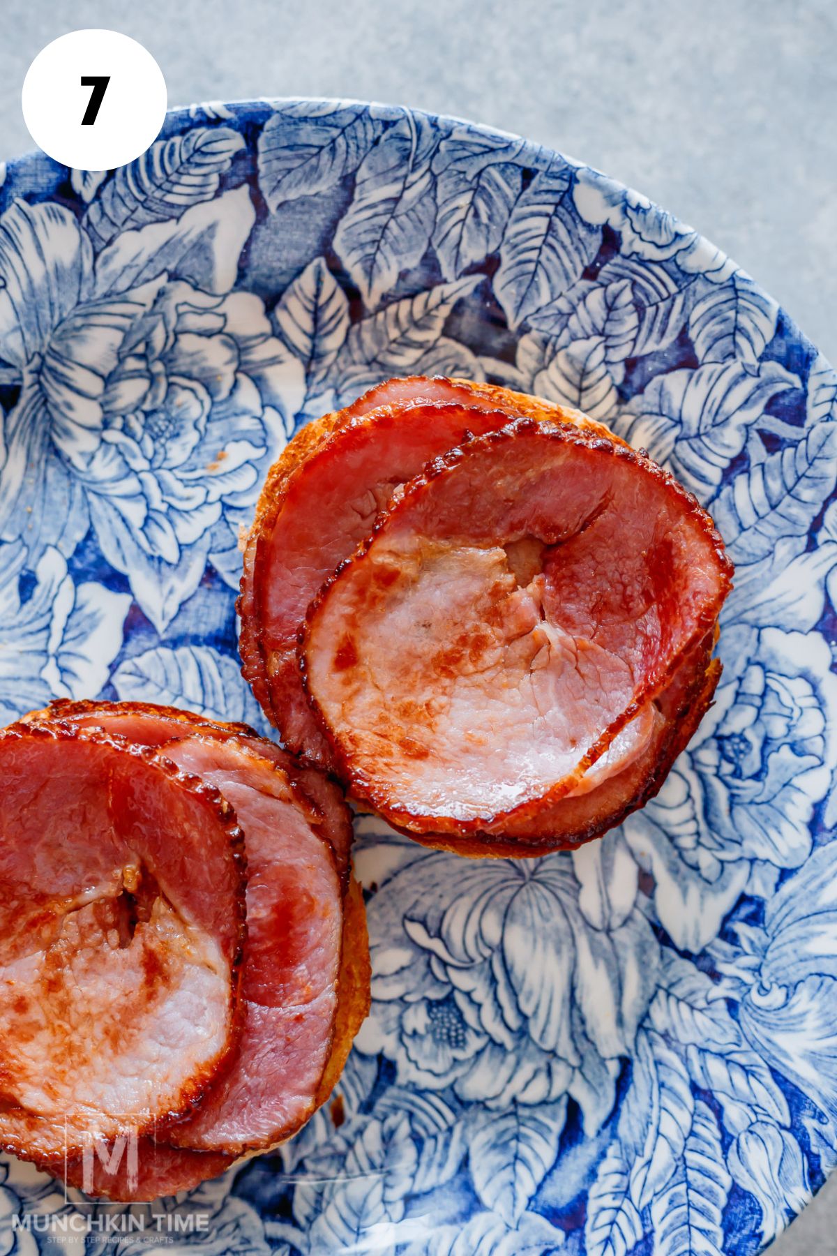 Canadian bacon added tot he toasted muffins.