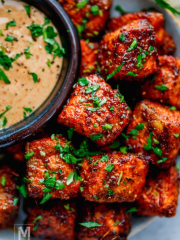 Cajun Air Fryer Salmon Bites with Creamy Dip