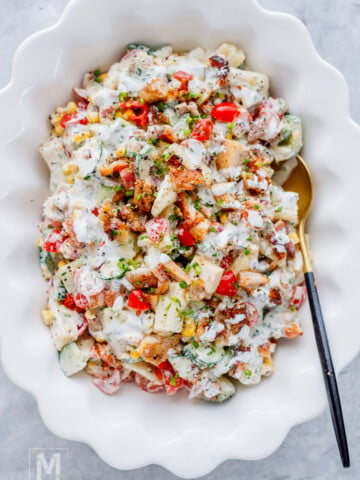 Chicken Bacon Ranch Pasta Salad with Crispy Bacon & Cheddar