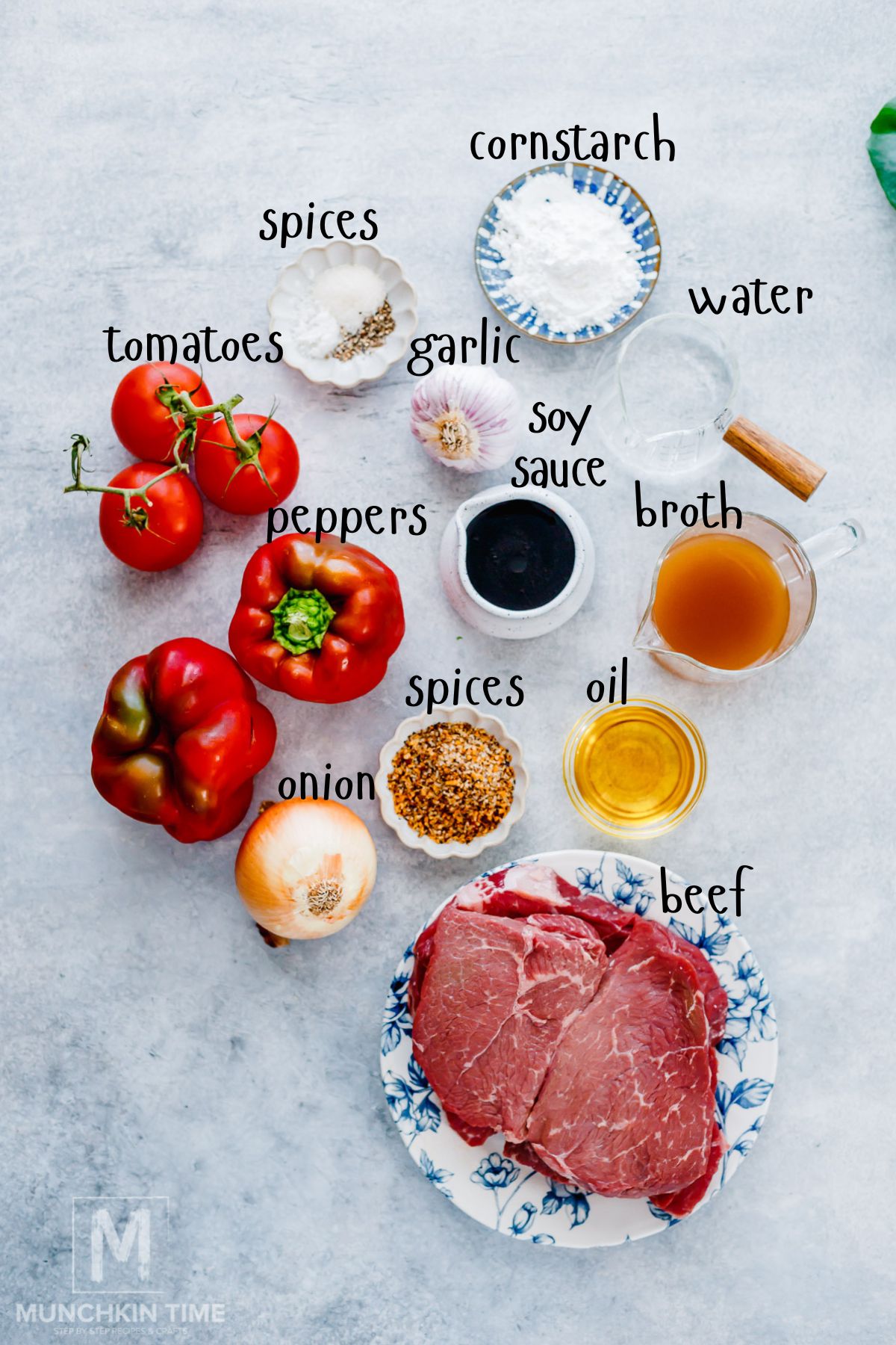 Ingredients for Crock Pot Pepper Steak