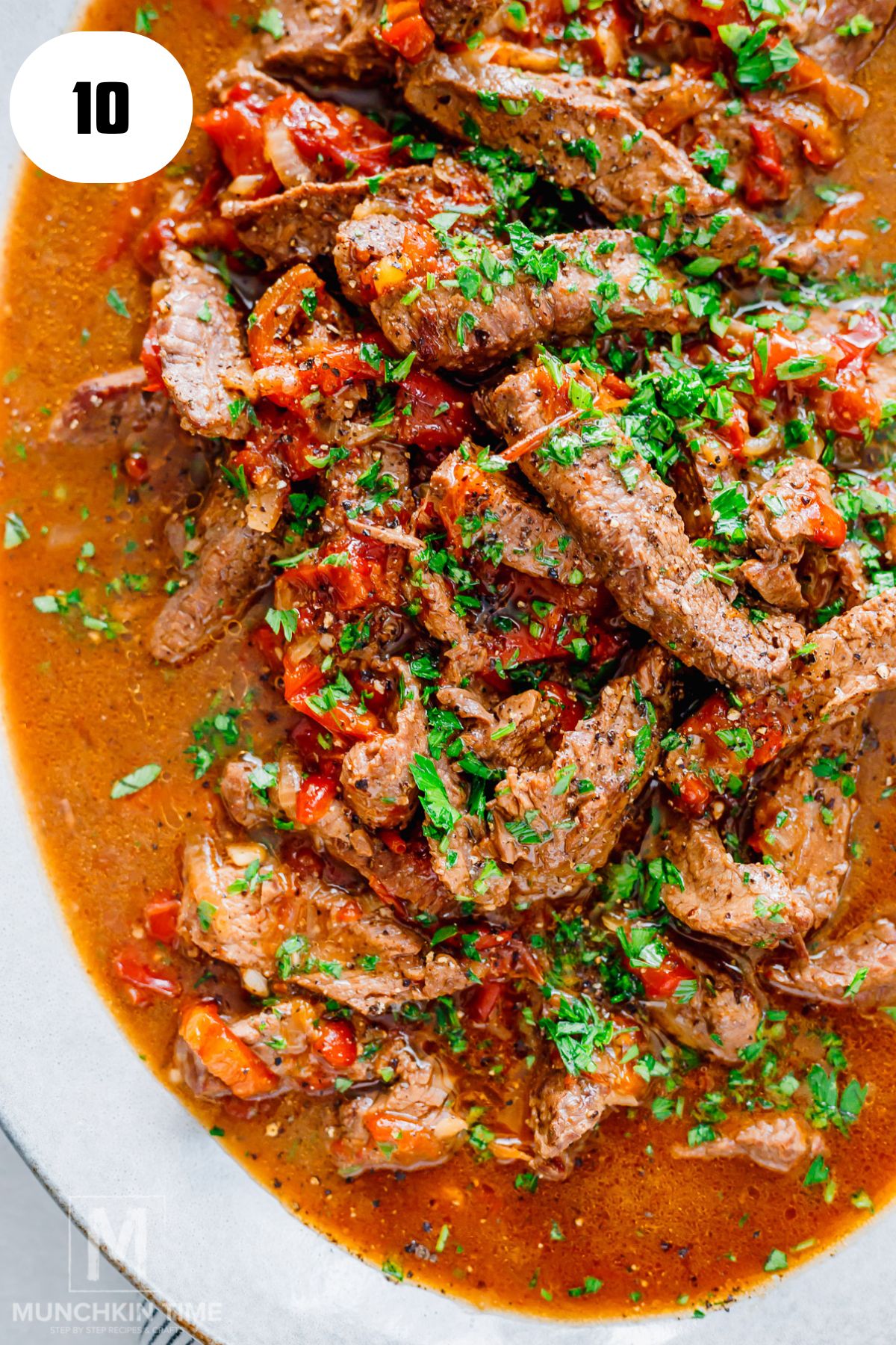 Slow cooker pepper steak with beef bell peppers and onions