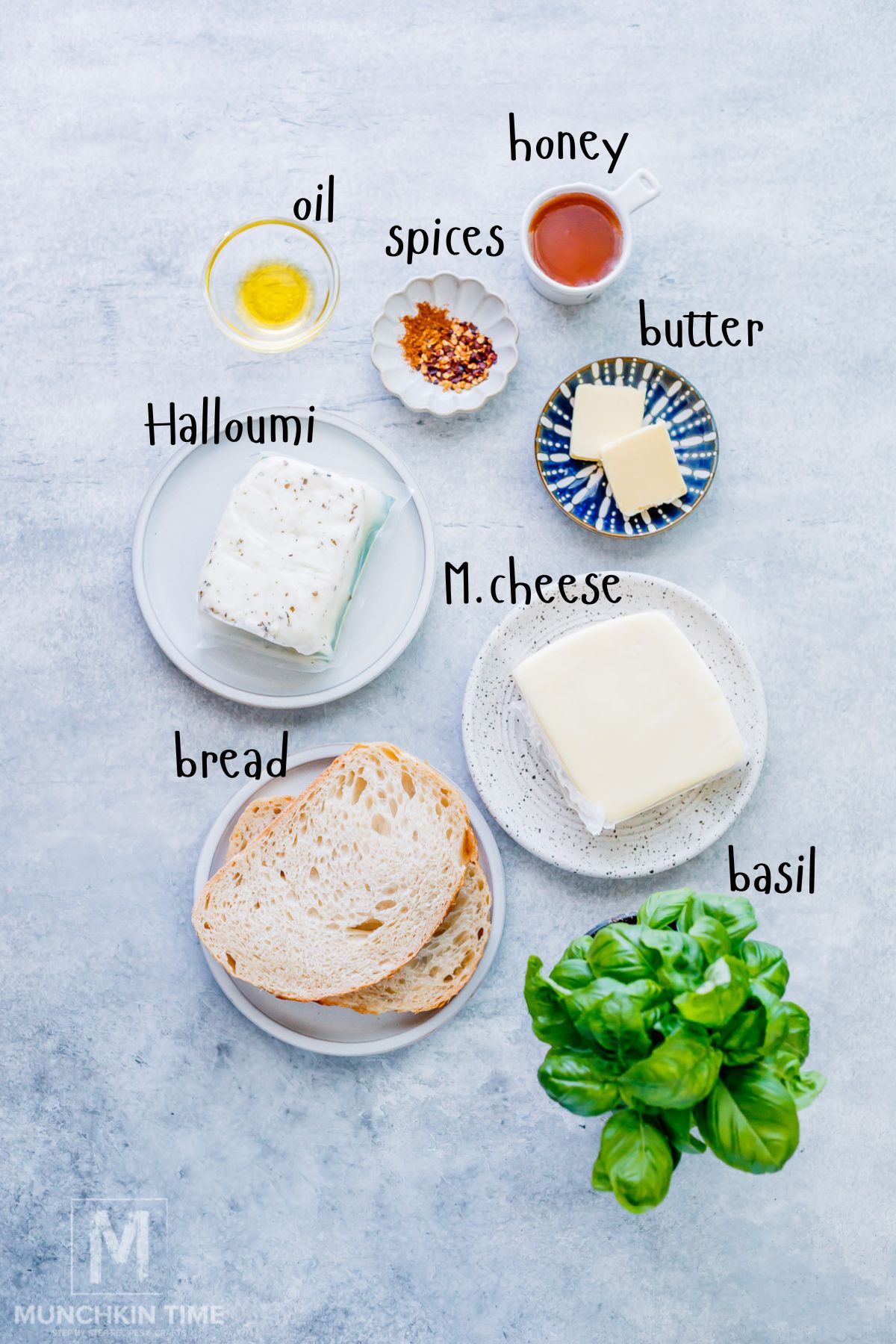 Hot Honey Ingredients Hot honey made with honey, chili flakes, and a pinch of cayenne adds the perfect sweet and spicy kick to this grilled cheese.