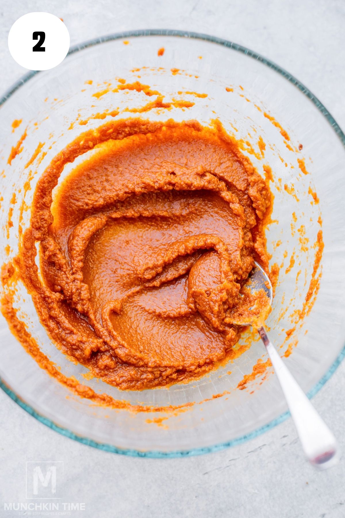 Pumpkin puree mixed with brown sugar, pumpkin pie spice, vanilla and salt for pumpkin hand pies.