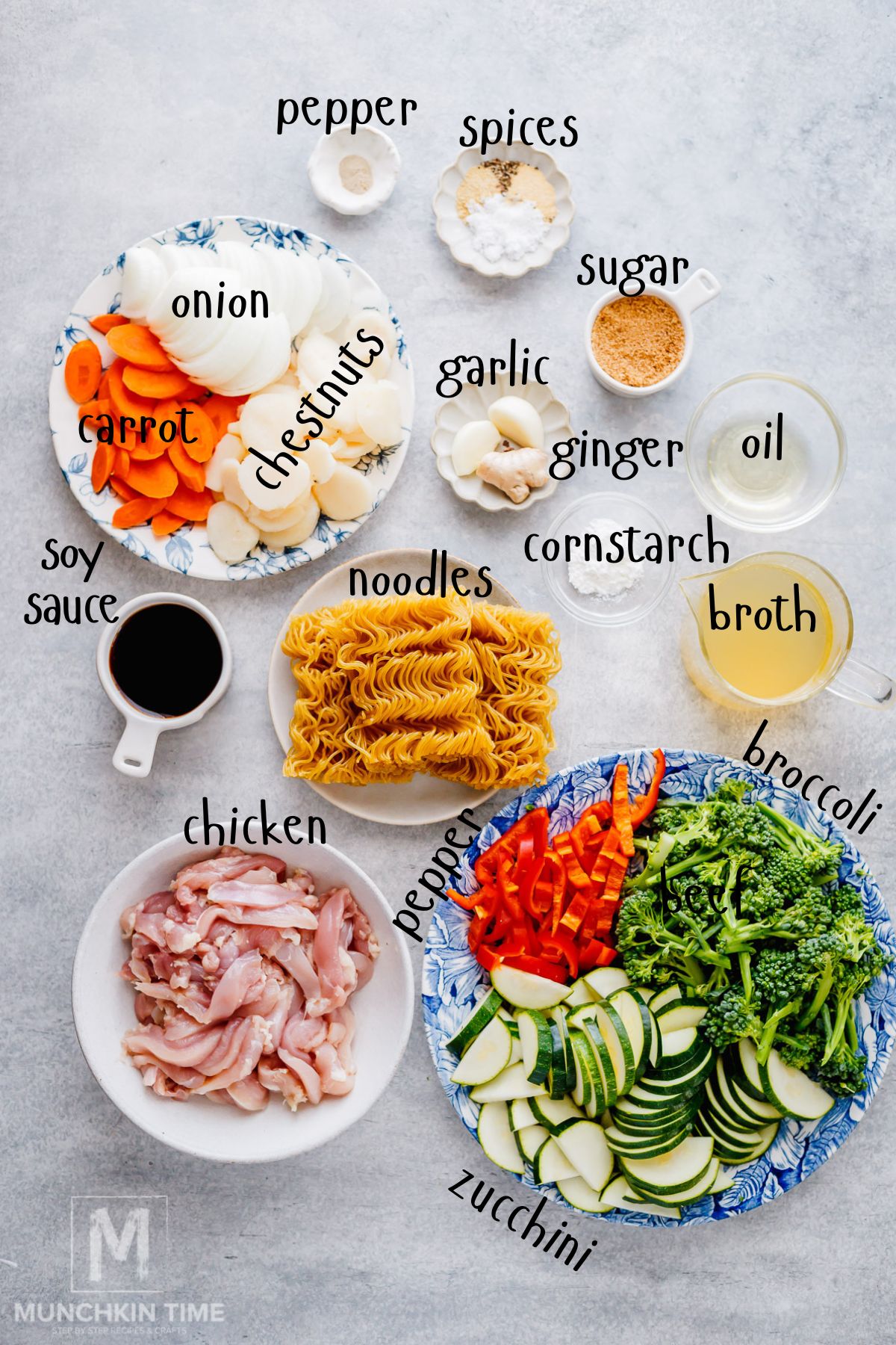 Ingredients for Easy Chicken Lo Mein