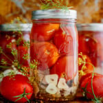 Easy pickled tomatoes with garlic and fresh dill
