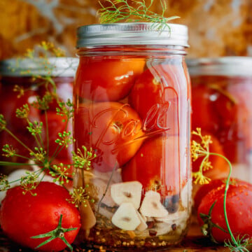 Easy pickled tomatoes with garlic and fresh dill