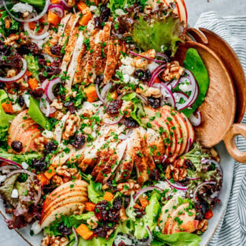 Harvest Salad on a big platter ready for serving.