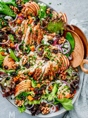 Harvest Salad on a big platter ready for serving.