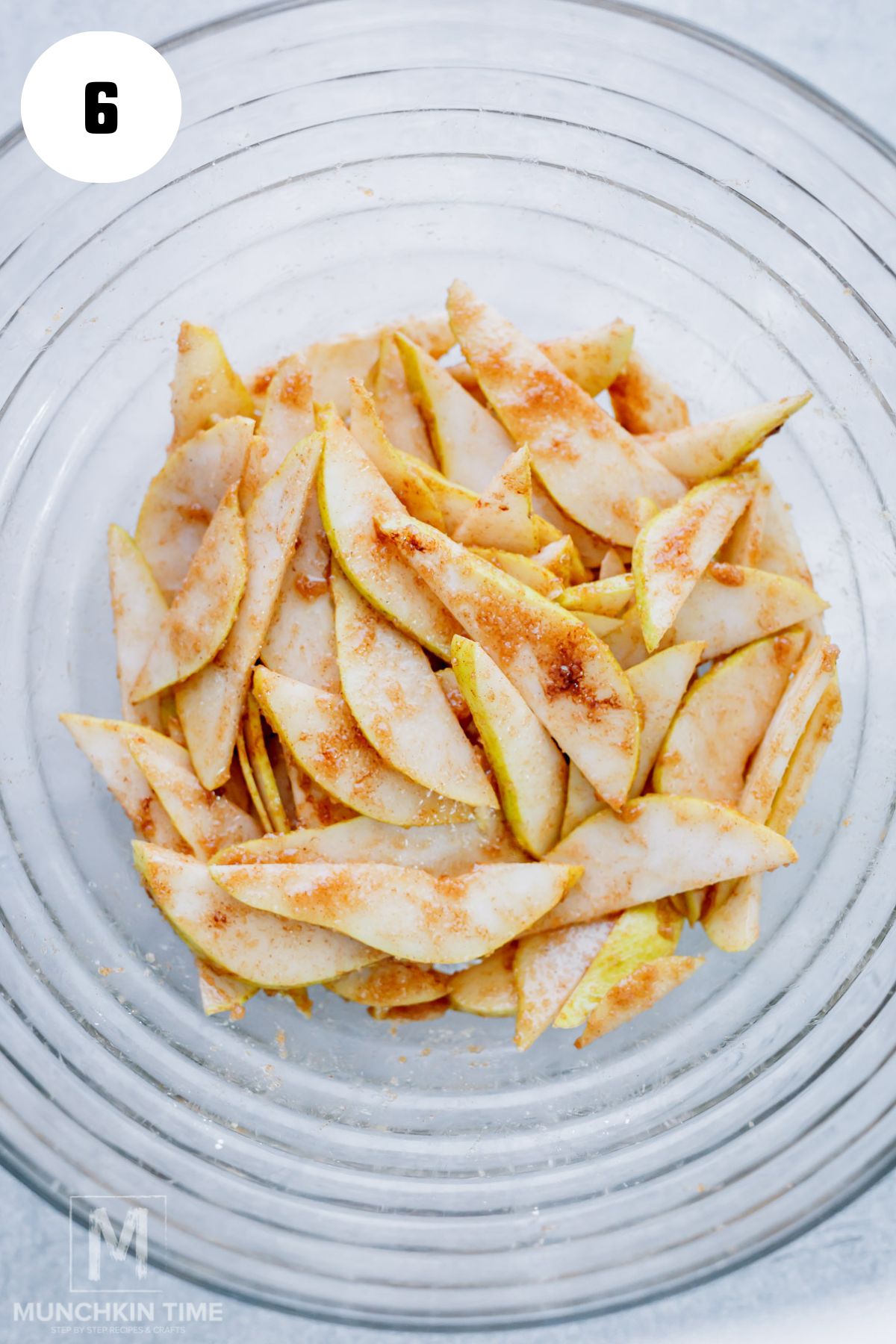 pear filling is all mixed inside the bowl.
