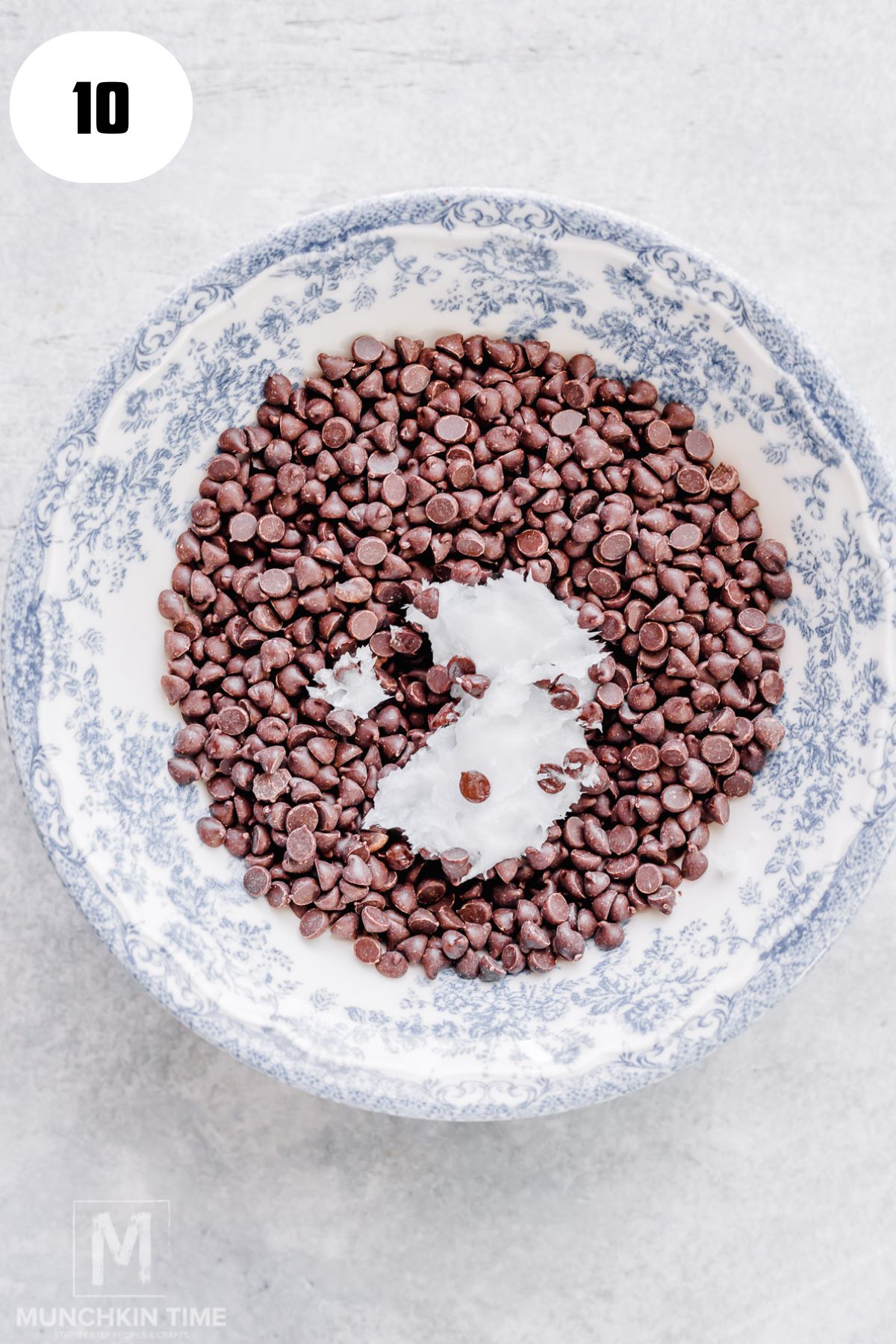 dark chocolate and coconut oil in a bowl